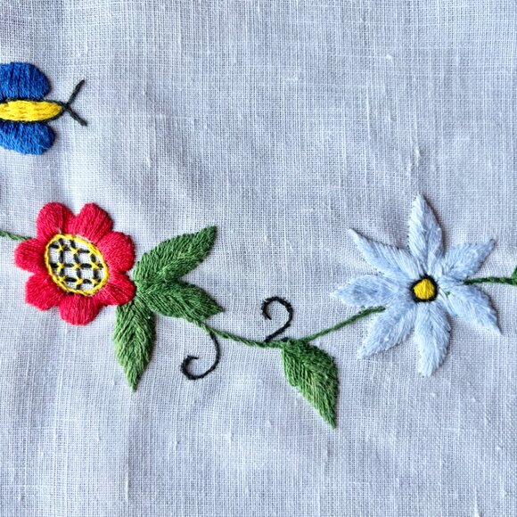 Polish Kaszuby Embroidered Floral Linen Table Runner Made in Poland - Picture 2 of 6